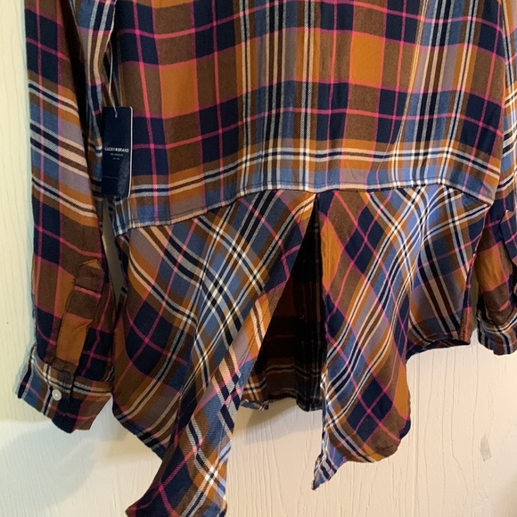 NWT Lucky Brand Button Down Split Back Plaid Tunic Small - Picture 7 of 7